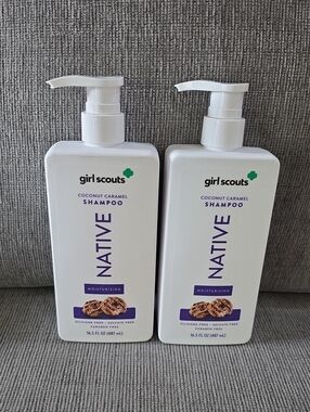 Native Girl Scouts Coconut Caramel Moisturizing Shampoo, New, 2 Bottles, 16.5oz.
